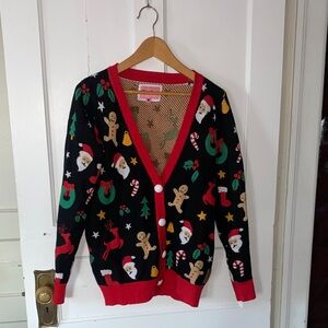Tipsy Elves Black and Red Festive Cardigan